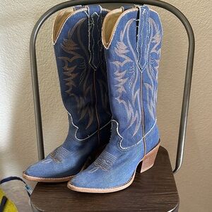 Blue Embroidered Western Cowboy Boots